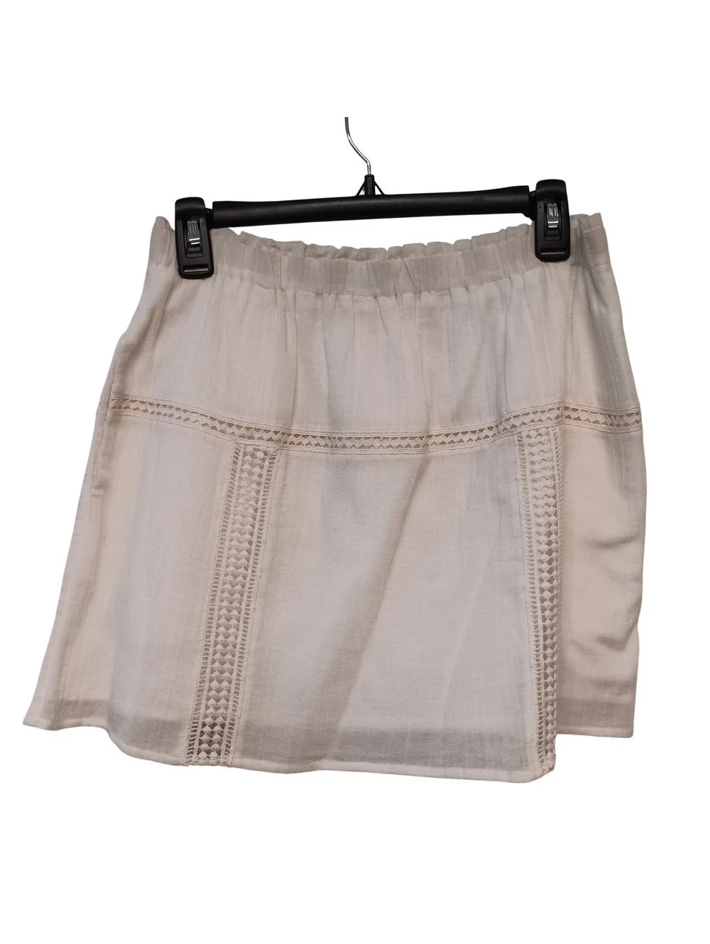 Madewell Women's White Gauzy Crepe Cotton Crochet High Summer Mini Skirt XS